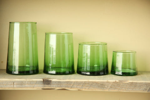 כוס קונוס זכוכית ירוקה - S